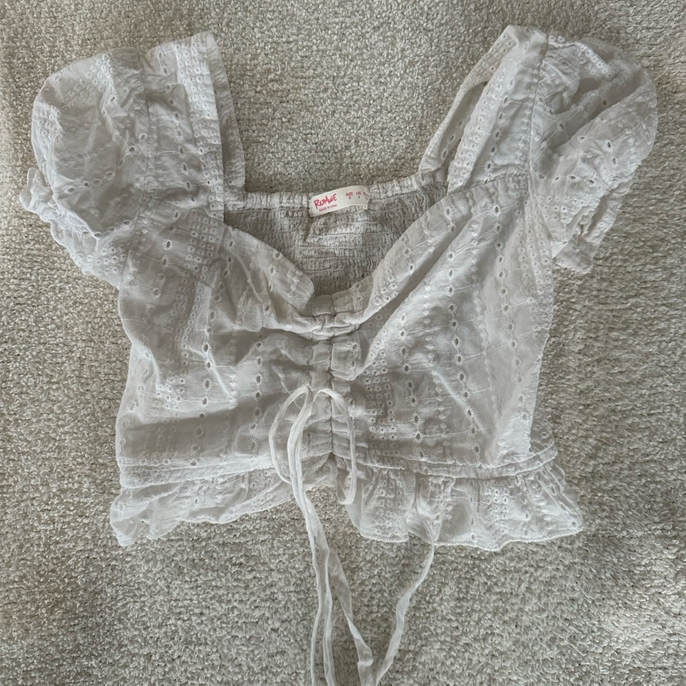 white crop top with ties